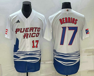 Men%27s Puerto Rico Baseball #17 Jose Berrios Number 2023 White World Baseball Classic Stitched Jersey->2023 world baseball classic->MLB Jersey